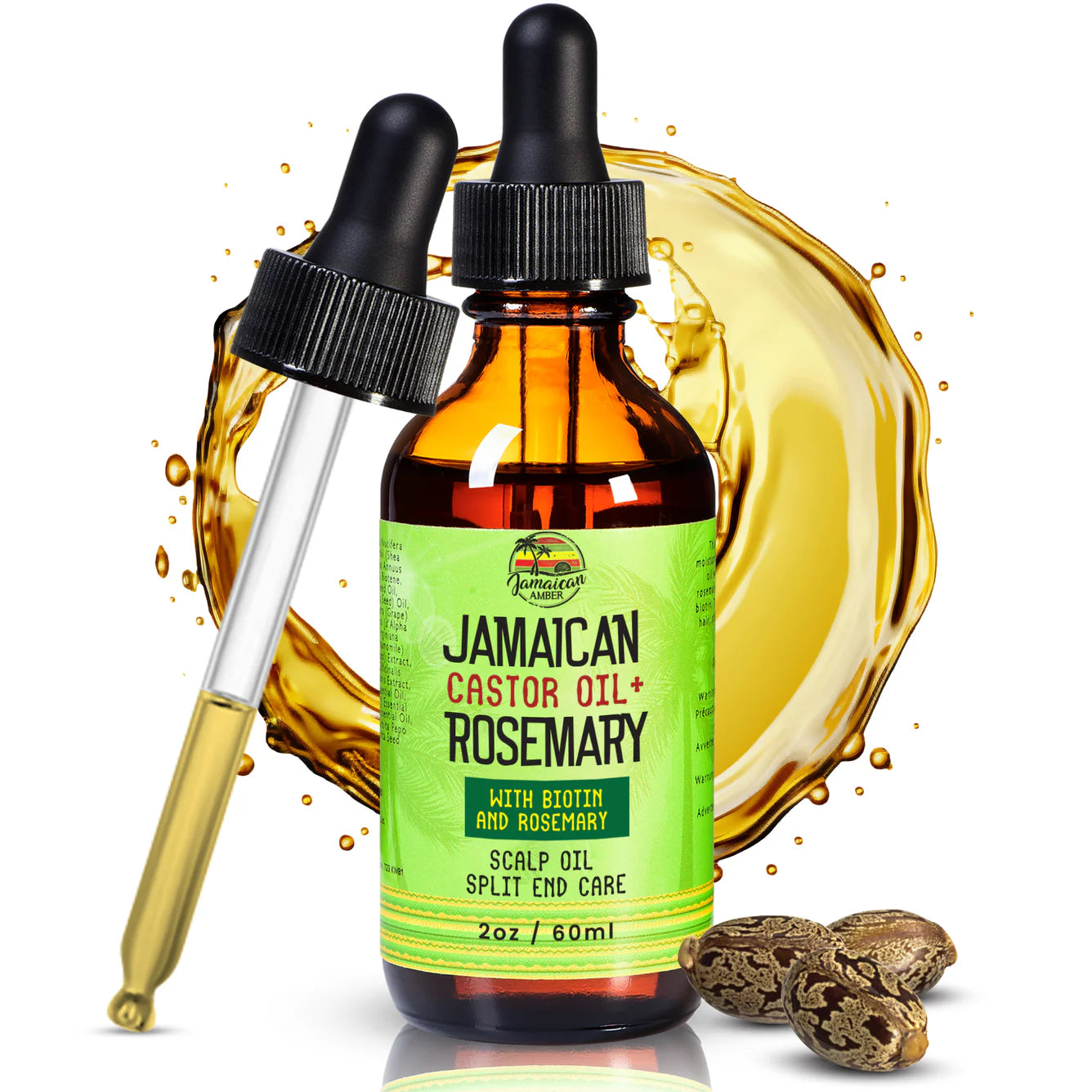 Jamaican Amber Jamaican Castor Oil & Rosemary Hair Oil 2 oz/60 ml