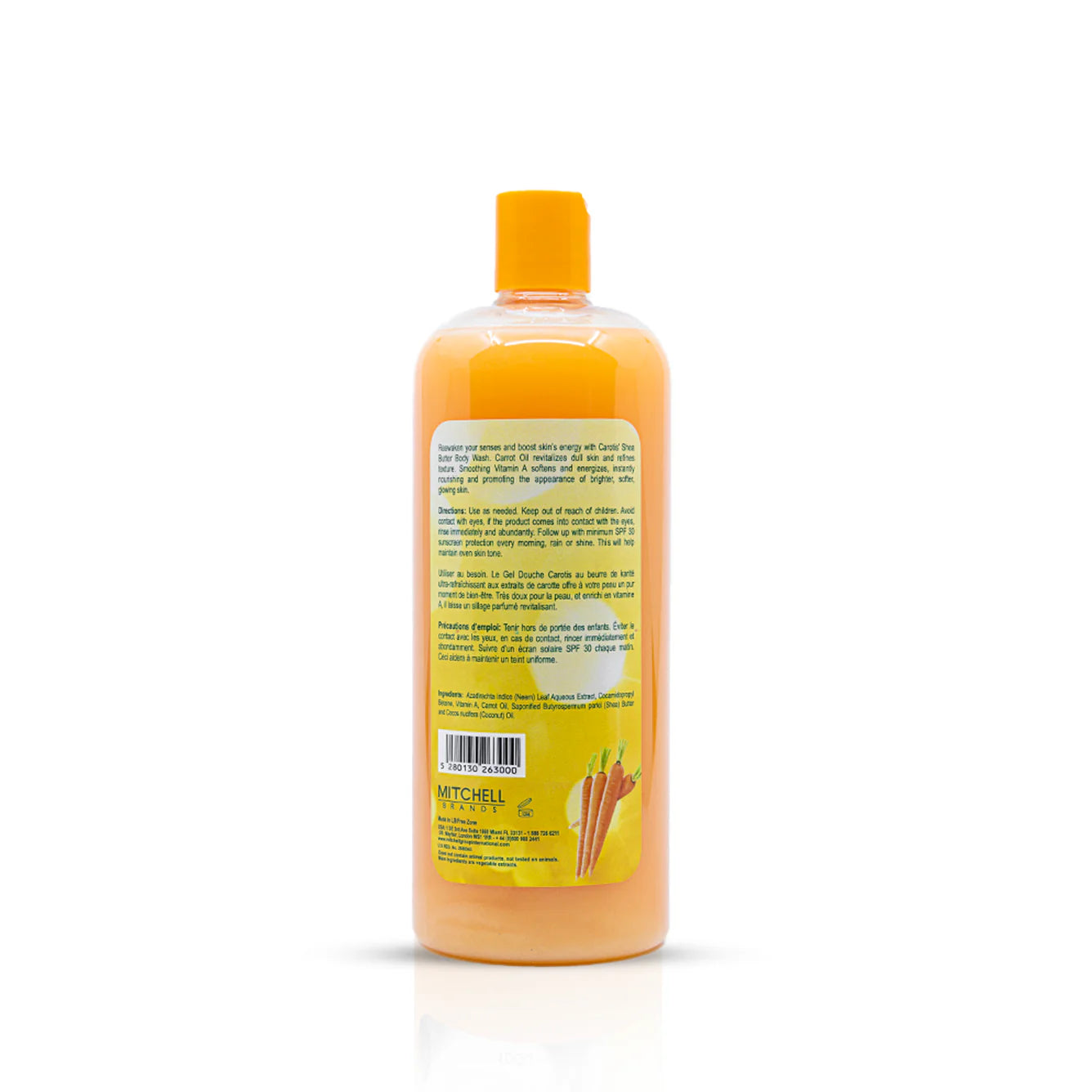 Carotis Shea Butter Carrot Body Wash with Vitamin A - 1000ml / 33.8 oz